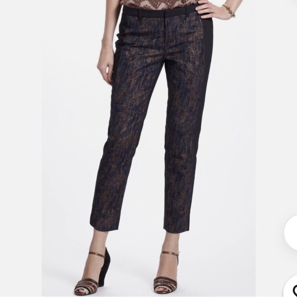 NWOT Anthropologie Cartonnier Panneled Brushstroke Crop Pants Sz 0 Tall Z184-25